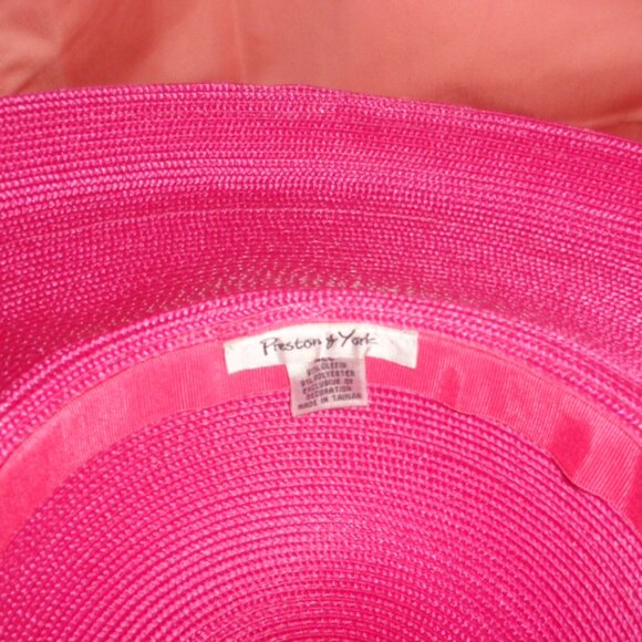 NEW GORGEOUS PINK PRESTON AND YORK WIDE BRIM DRESS HAT-SIZE 7 MEDIUM-RARE - Picture 5 of 5